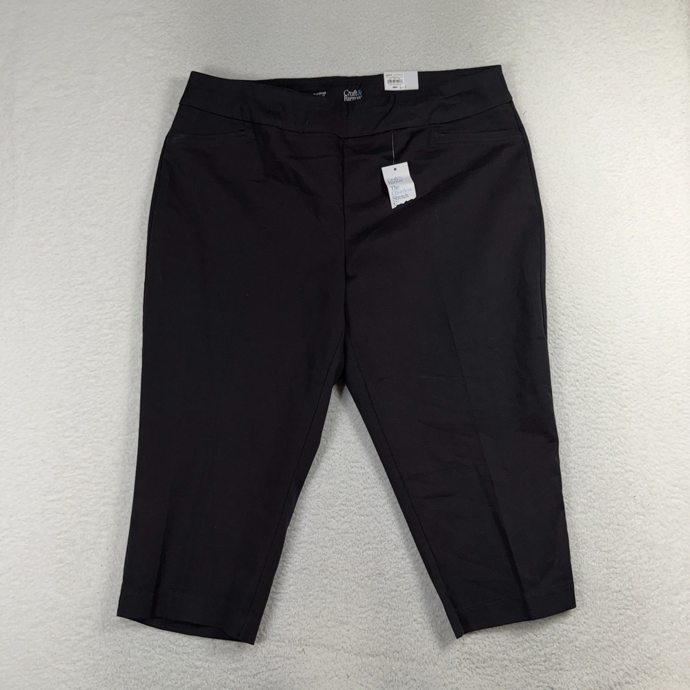 Croft & Barrow Capri Pants Womens 22W (41x22) Black Effortless Stretch Mid Rise
